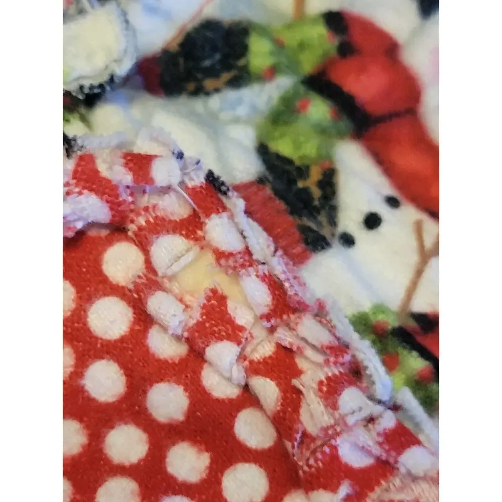 Handmade Snowman Rag Quilt Throw Farmhouse Christmas Holiday Blanket 43 x 48 in